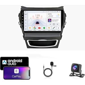 Android 13 Dubbel Din Auto Stereo Touchscreen Auto Stereo Voor Hyundai Santa Fe 2012-2017 Met Bluetooth GPS Navigatie WiFi FM Radio USB/SWC/Plug en Play Ondersteuning Carplay&Android Auto(8 Core 4G+Wi