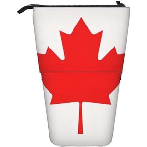 Evengigy Canadese vlag print schattig etui met ritssluiting verstelbare standaard potloodhouder grappige make-up tas, Zwart, Eén maat, Tas Organizer