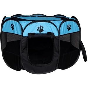 Outdoor Hondenhok Achthoekige kooi Kattenkooi Eenvoudige bediening Hek Draagbaar hondenhok Opvouwbaar (Color : Blue, Size : 91X91X58cm)