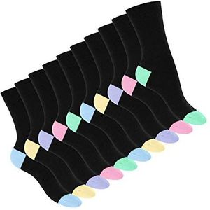 Footstar Katoenen sokken voor dames en heren (10 paar) met afgezette hiel en teen, Pastel Mix, 43-46 EU