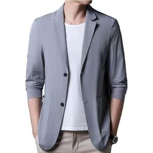 Lichtgewicht modieuze blazer voor heren, lichtgewicht, zomerjas, zonnebranderpak, blazers, slimfit, solide, sportjack, Lichtgrijs, 7XL