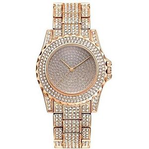 LIWEIKE Vrouwen Strass Horloges Lady Jurk Vrouwen Horloge Diamant Luxe Merk Armband Polshorloge Dames Kristal Quartz Klokken (Kleur: Rose goud, Maat: 20mm)