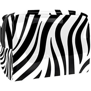 Zwart en wit Zebra Print Print Reizen Cosmetische Tas voor Vrouwen en Meisjes, Kleine Waterdichte Make-up Tas Rits Pouch Toiletry Organizer, Meerkleurig, 18.5x7.5x13cm/7.3x3x5.1in, Modieus
