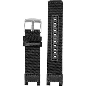 Geschikt for Casio G-SHOCK horlogeband GST-B100 S130 W300G 400g W330 W120 W410 Canvas horlogeband Nylon Armband (Color : Black silver, Size : 0mm)
