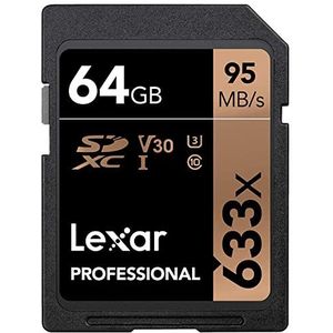 Lexar LSD64GCB1EU633 Professional Class 10 95MB/s (633x) SDHC/SDXC UHS-I geheugenkaart, 64 GB