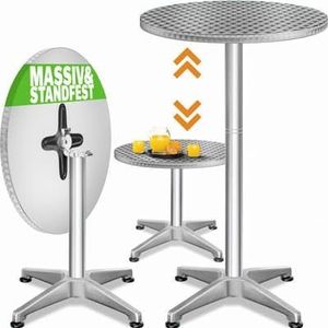 Casaria - Statafel - Ø60cm - Aluminium - Hoogte Verstelbaar - Klapbaar - Zilver