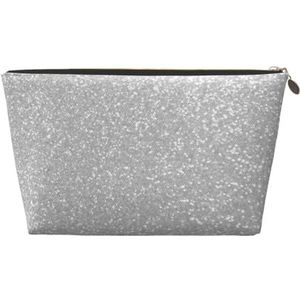 Faux Sparkly Silver Glitter Gedrukt, Make-up Tas Cosmetische Tas Draagbare Reizen Toilettas Potlood Case Toilettas, zoals afgebeeld, Eén maat