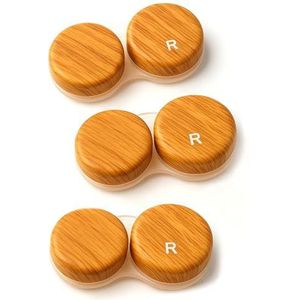 SPORTS WORLD VISION 3 stuks OptiCool contactlenshouders - contactlenshouder met houtlook - schattige schroefdop - houder voor contactlenzenvloeistof | dezelfde stijl per bestelling