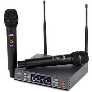 Monoprice 200-kanaals UHF dual handheld draadloze microfoonsysteem, 62 voet (80 meter) bereik, perfect voor kerken, verjaardagen, karaoke, bruiloften, evenementen - Stage Right Series