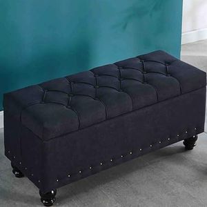 JAVYPPT Ottomans Krukken Opbergbanken Rechthoekige Stof Voetsteun Woonkamer Slaapkamer Bed End Kruk Sofa Bank Entryway Schoen Veranderende Kruk Comfortabel en Duurzaam (zwart, 40 x 40 x 45 cm)