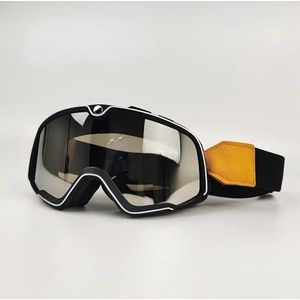 AYKANING Motorbril, Motorcross Bril, Motorfietsbril Retro Motorbril ATV Skibril Skibril Anti-UV Cafe Racer Chopper Racer Racer Racen (Materiaal: OB-zilver)