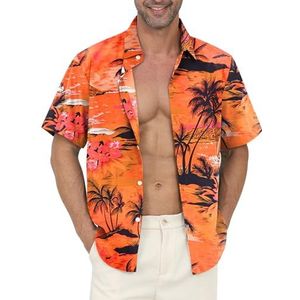 Hawaïaans shirt voor mannen - Hawaiiaanse buttondown shirts met bloemenprint, casual, korte mouwen