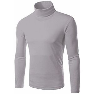 HAHAEMMA Mann Turtle Polo Neck Rolkraag Lange Mouw Katoen Onderkant T-shirt Jumper Tops Slank Effen Winter Elastische Tops Bovenstuk Trui, donkergrijs, L