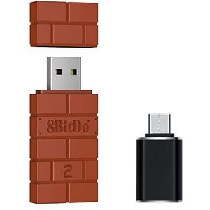 Mcbazel 8Bitdo USB draadloze adapter 2 met OTG-adapter, accessoires voor Switch OLED/Switch, Windows, Mac en Raspberry Pi compatibel met Xbox Series X&S/Xbox One/Switch Pro/PS5 controller, bruin