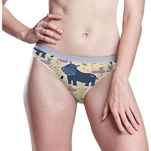 PUXUQU Dames Boxer Slip Slipjes Leuke Nijlpaard Patroon Lage Rise Ondergoed Bikini Slips Basic Broek - multi - M