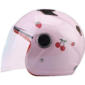 Motorhelm, DOT/ECE gecertificeerde 3/4 helm Retro halve Motorfiets elektrische open ontwerp Lichtgewicht J,50-55(G)