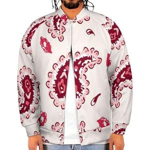 Artistieke Rode Paisley Grappige Mannen Baseball Jacket Gedrukt Jas Zachte Sweatshirt Voor Lente Herfst