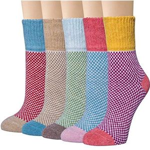 Loritta 5 paar dames wollen sokken dikke gebreide vintage winter warme gezellige crew sokken geschenken - one size