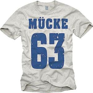 American Mens T Shirt with MüCKE 63 - Short Sleeve Bulldozer Movie TEE Grey overhemden(Small)