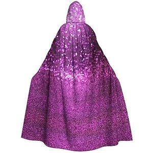 Bxzpzplj Sprankelende paarse glitter mantel met capuchon voor mannen en vrouwen, carnaval tovenaar kostuum, perfect voor cosplay, 185 cm