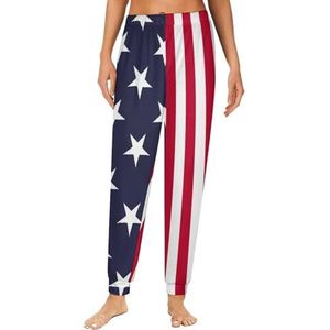 Amerikaanse vlag dames pyjama lounge broek elastische tailleband nachtkleding broek print