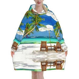 Oversized Tropische Vakantie Hoodies Vrouwen Uk Pluizige Deken Hoodie Sherpa Vrouwen Fleece Draagbare Deken Mannen
