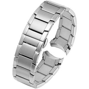 LUGEMA 22 MM Compatibel Met Armani AR2448 2447 2432 2433 2458 2434 2453 Massief Roestvrij Stalen Horlogeband Modetrend Band Accessoires Zwarte Band (Color : Silver, Size : 22mm)