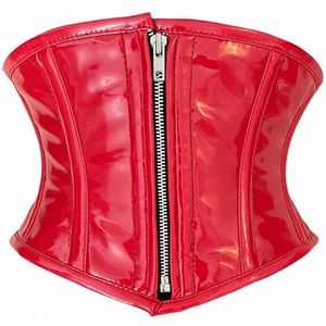 iiffii Pvc-korset voor dames, taillevormer, sterk ritssluiting, zwart, tailletrainer, maat 34, zwart, rood, 50 Grote maten