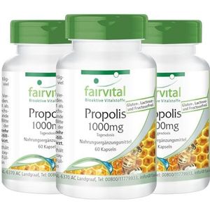 Fairvital | Bijenpropolis 1000mg dagelijkse dosis - 3 x 60 capsules - natuurlijk bijenpropolis-extract - HOOG GEDOSEERD