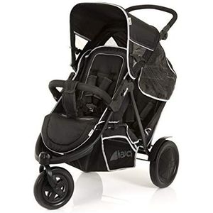 Hauck Freerider buggy voor twee kinderen 2 x 15 kg, duo driewieler buggy met regenhoes, afneembaar tweede zitgedeelte - zwart, tot 36kg