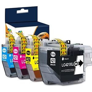 OGOUGUAN LC421XL inktcartridge compatibel voor Brother LC421 XL lc421xlbk zwart LC421XLc cyaan magenta geel lc421 XL voor Brother DCP-J1050DW DCP-J1140DW MFC-J1010DW(4 stuks)