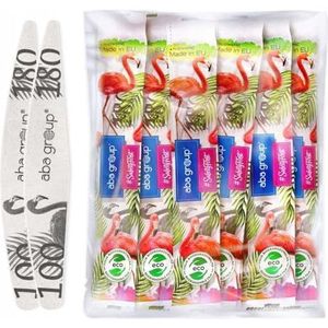 Aba Group Nagelvijlen 100/180 Wings Slim Flamingo Veilige verpakking, dubbelzijdige nagelvijl, 50 stuks