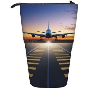 LHBWCVN Luchthaven Cosmetica Tas Staande Potlood Case Telescopische Potlood Tas Draagbare Potlood Houder Leuke Stand Up Potlood Pouch voor Vrouwen Mannen Reizen Coin Pouch Purse