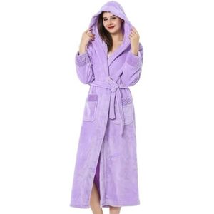 Badjas Kamerjas Dames Paarse Warme Badjas Comfort Comfortabele Winter Lange Pyjama Nachtkleding Nachtjapon Badjas Lichtgewicht(M)