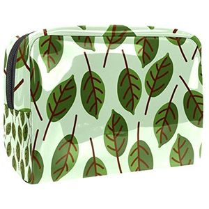 Make-uptas PVC toilettas met ritssluiting waterdichte cosmetische tas met gebladerte groene bladeren patroon voor vrouwen en meisjes