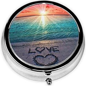 Liefdesstrand om Pillendoosje Decoratieve Doos Pillendoos, Twee Compartiment Pillendoosje