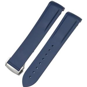 18 mm 19 mm 20 mm 21 mm 22 mm rubberen horlogeband geschikt for Omega Seamaster 300 Speedmaster AT150 geschikt for Seiko geschikt for CASIO Longines geschikt for siliconen horlogeband (Color : Blue,
