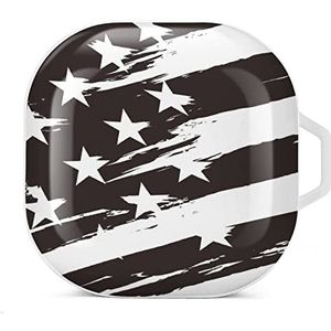 Amerikaanse Amerikaanse vlag zwart en wit oordopjes hoesje compatibel met Samsung hard shell beschermhoes witte stijl
