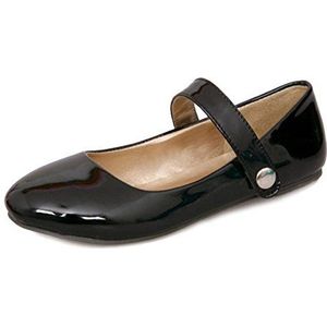 Smilice Mary Jane Flats Ballerina's met ronde kop en klittenbandsluiting, comfortabele plateauschoenen voor vrije tijd, zwart, 46 EU