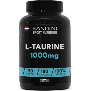 Bandini® Taurine Supplement zonder Magnesium Stearaat, 180 Taurin Capsules 1000mg per Portie, Puur L-Taurine Poeder Hoge Dosis (3 Maanden), Pre/Post Workout Essentiële Aminozuren, Vegan L-Taurin