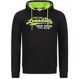 Lonsdale Men's GRATWICH Hooded Sweatshirt, Black/Neon Green, S
