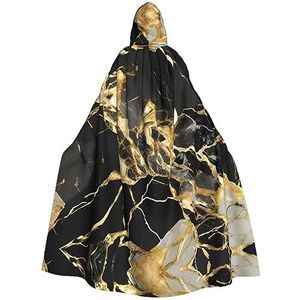 ZISHAK Zwarte marmeren textuur gouden verleidelijke volwassen mantel met capuchon voor Halloween en feesten - vampier cape-chique damesgewaden, capes