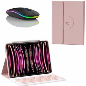 Toetsenbordhoes voor HUAWEI MatePad Pro 13.2, 7 Kleuren Achtergrondverlichting, 360° Rotatie, Magnetisch Afneembaar Draadloos Toetsenbord met Bluetooth Muis,Roze