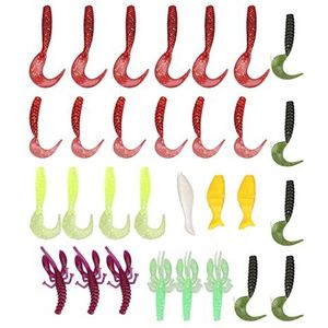 30 STKS Paddle Tail Swimbaits Kunstaas Kit Zacht PVC Jigs Heads Curly Grub Kunstaas Visaas Kit voor Zoet- en Zoutwater Draagbaar en Niet Gemakkelijk Te Breken