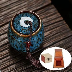 Keepsake Urnen Ashes Kleine Dozen, Mini Funeral Cremation Urnen - Past op een kleine hoeveelheid gecremeerde resten - Display Begrafenis thuis of op kantoor decor (blauwe oceaan, handkeramiek