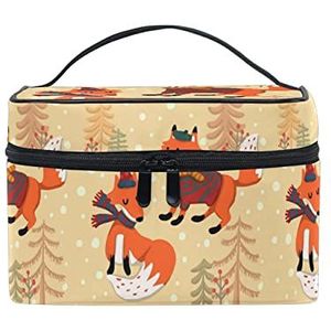 Schattige cartoon baby vos make-up tas voor vrouwen cosmetische tassen toilettas trein tas