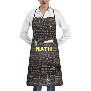 ZhaoYuGoods Vlekken van aquarel verf spetters schorten met zakken voor vrouwen, stijlvolle kookschorten voor keuken tuinieren salon, ideale print schort, School Wiskunde, Eén maat