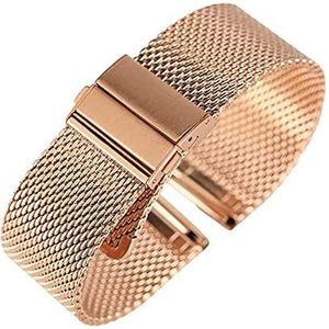 Horlogeband Zwart/Zilver/Rose Gouden 18 mm/20 mm/22 mm Horlogepolsband Mesh roestvrijstalen armband Vouwsluiting Horloges Vervangende polsbandarmband