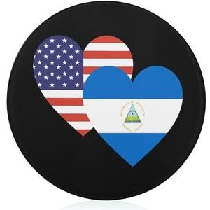 Nicaragua USA Hart Vlag Snijplank Ronde Dienblad Slagers Blok Snijplank voor het snijden van vlees groenten kaas en brood