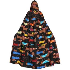 WURTON I Love My Dog Teckels, carnavalskostuums voor volwassenen, cosplay, cape kostuums, mantel met capuchon voor vrouwen en mannen, 190 cm